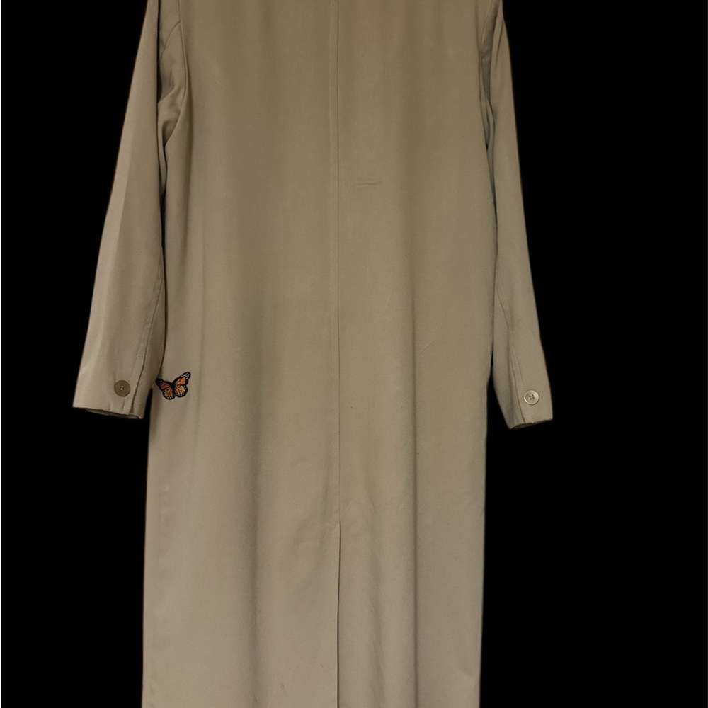 David Benjamin unique size 6 Women's Tan Long Coat with a sunflower & butterfly - Picture 3 of 12